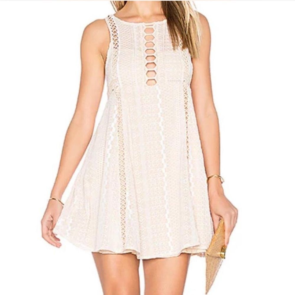 Free People Cream Lace Sleeveless Mini Dress size 0